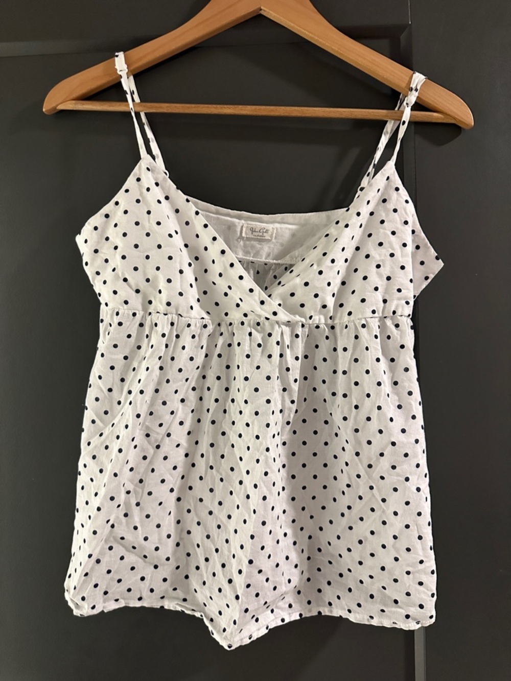 Brandy Melville White and Black Polka Dot Spaghetti Strap Tank